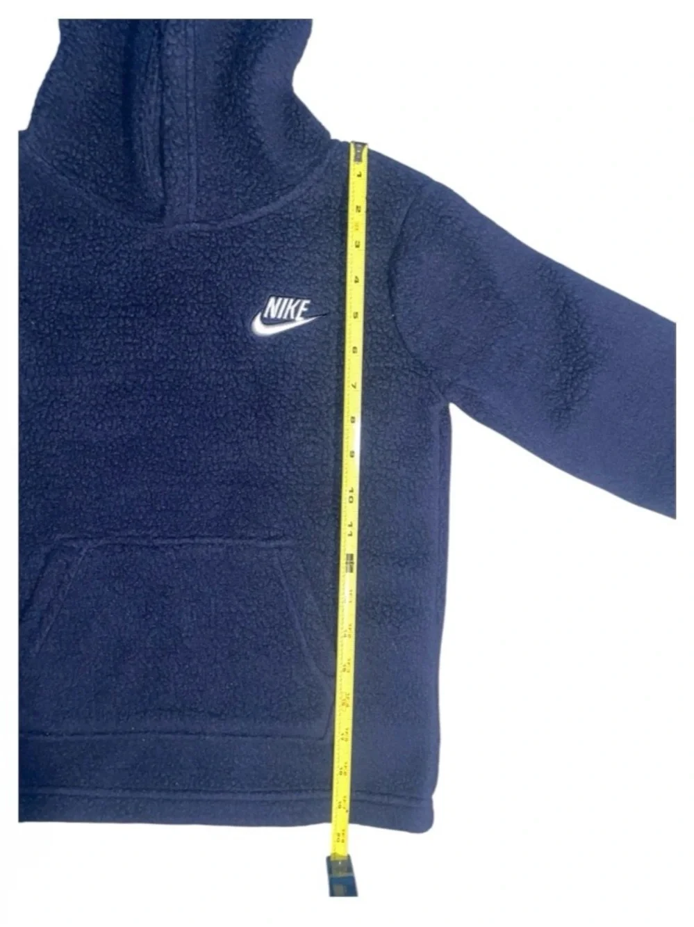 Nike Kids Navy Fleece Hooded Sweatshirt with White Logo